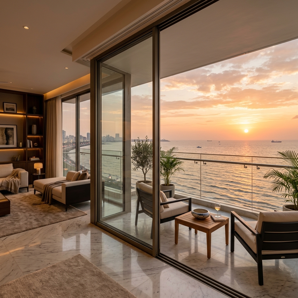 Luxury sea-facing apartments along Mumbai's Marine Drive and Worli seaface