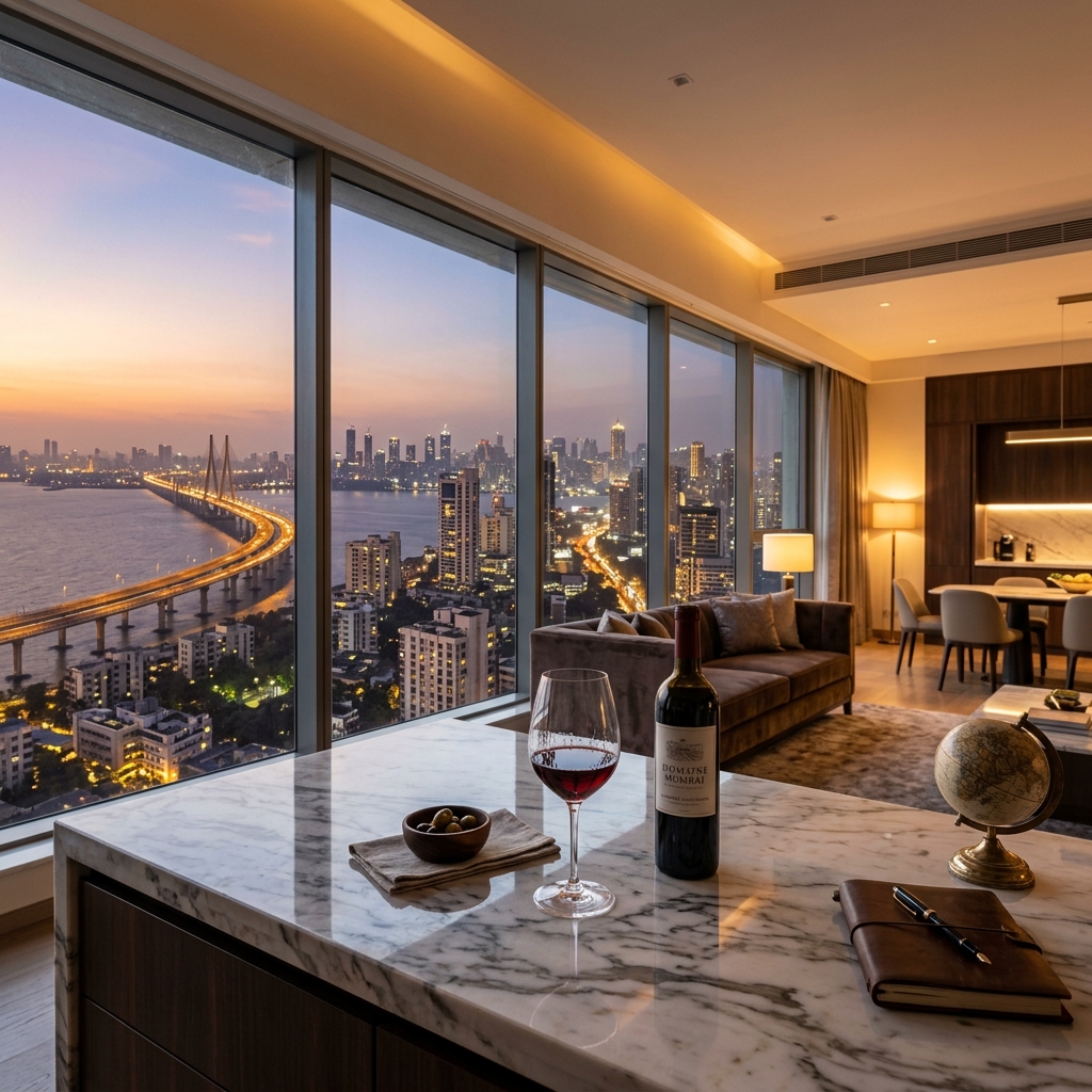 Infographic showing NRI investment flow into Mumbai luxury real estate by source country